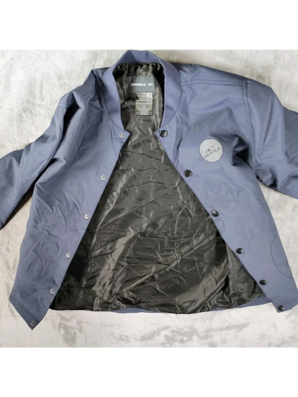 NWT O'Neill Boy's Navy Blue Roster Franchise Nylon Snap Front Jacket (Large)